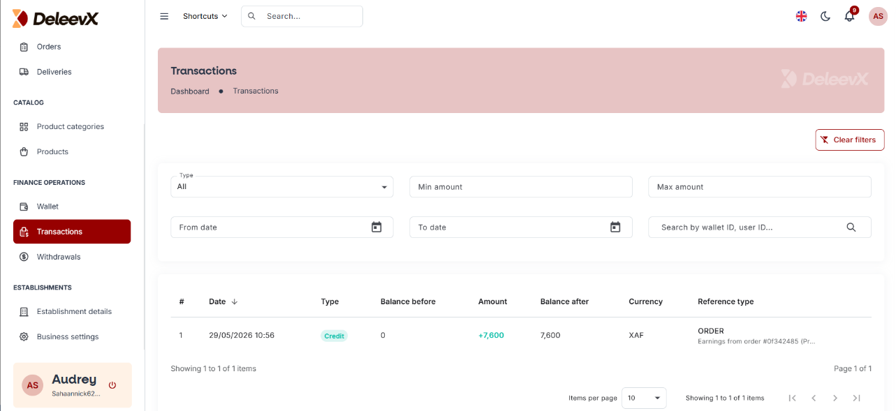 Wallet Page