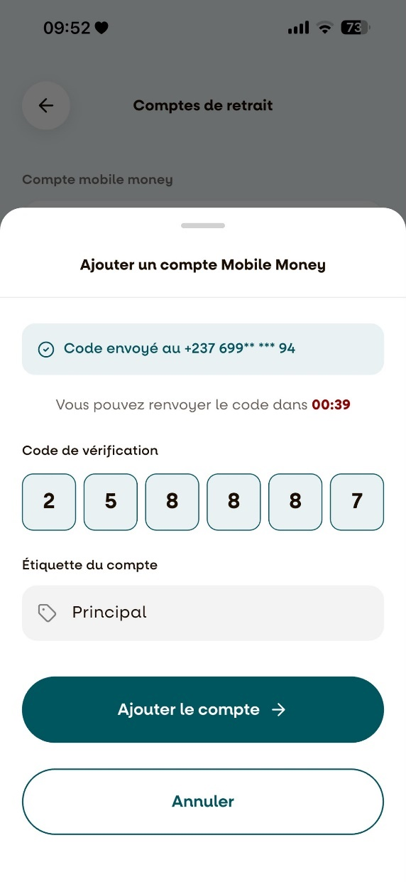 Vérification du compte